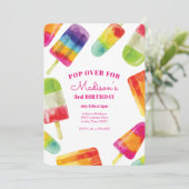 Rainbow Popsicle été Anniversaire Invitation (Debout devant)