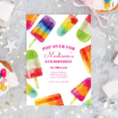 Rainbow Popsicle Summer Birthday Invitation Kaart
