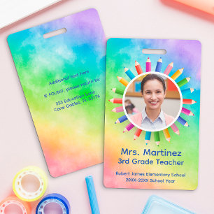 Rainbow Potloden Docent Foto ID Badge School ID