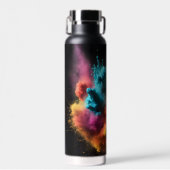 Rainbow Powder Blast op zwart Waterfles (Voorkant)