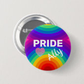Rainbow Pride Ally met hart Ronde Button 5,7 Cm (Voorkant /achterkant)