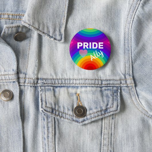 Rainbow Pride Ally met hart Ronde Button 5,7 Cm (In situ)
