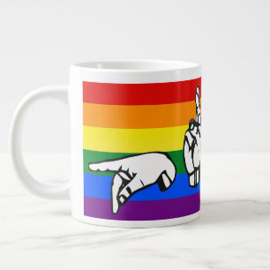 Rainbow Pride American Sign Language LGBT Jumbo Beker