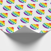 Rainbow Pride Bauble Ball Pattern LGBTQ Kerstmis Cadeaupapier (Hoek)