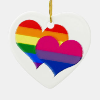 Rainbow pride bi pride harten keramisch ornament