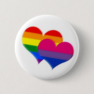 Rainbow pride bi pride harten ronde button 5,7 cm