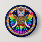 Rainbow Pride Cat Fairy Angel Party Badge Button (Voorkant)