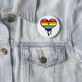 Rainbow Pride Dripping Heart Ronde Button 5,7 Cm (In situ)