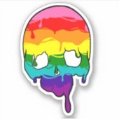 Rainbow Pride Dripping Skull Sticker (Voorkant)