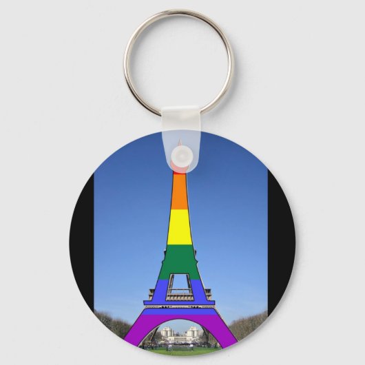 Rainbow Pride Eiffel Tower Sleutelhanger (Voorkant)