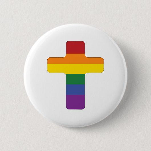 Rainbow Pride Flag Cross Ronde Button 5,7 Cm (Voorkant)