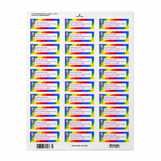 Rainbow Pride Flag Return Address Label (Full Sheet)
