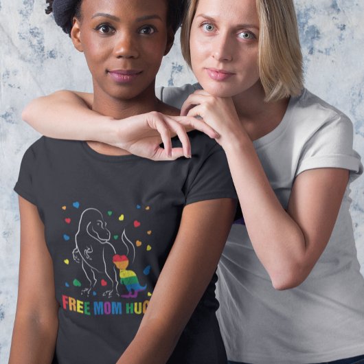 Rainbow Pride Free Mam Hugs Dinosaur Cute T-shirt