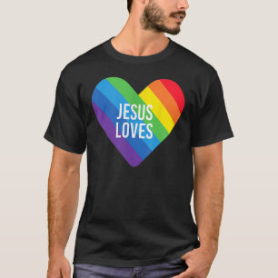 Rainbow Pride Gay Christelijke LGBTQ+ Jesus Loves T-shirt