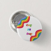Rainbow Pride Gay de hele dag Button Pin (Voorkant /achterkant)