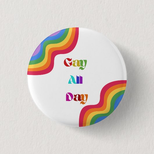 Rainbow Pride Gay de hele dag Button Pin (Voorkant)