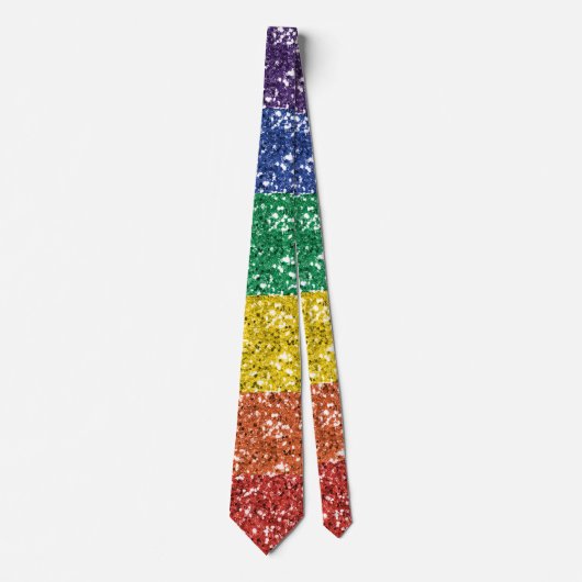 Rainbow Pride Glitter Sequin kijk Stropdas (Voorkant)