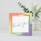 Rainbow Pride Gold Frame Mariage Carte de remercie (Debout devant)