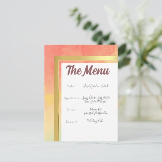 Rainbow Pride Gold Lijst Wedding Menu (Staand voorkant)