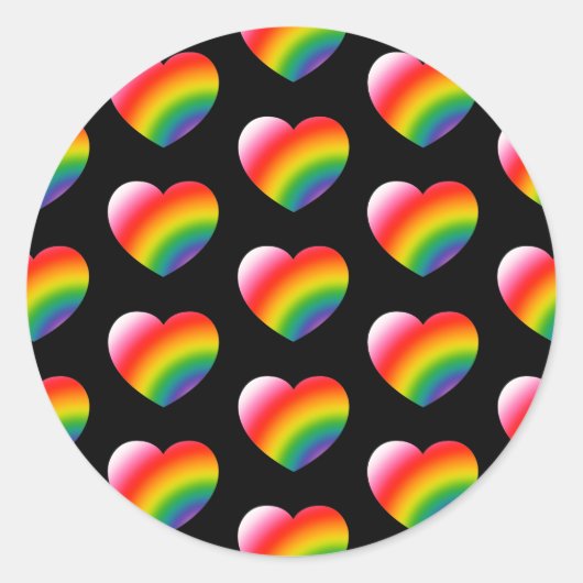 Rainbow Pride Gradient Hearts Patroon Ronde Sticker (Voorkant)