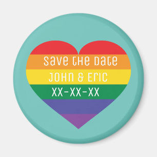 Rainbow Pride Heart Save the Date Magneet