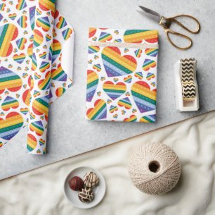 Rainbow Pride Hearts Wrapping Paper Cadeaupapier