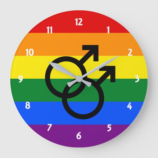 Rainbow Pride Large Clock Grote Klok (Voorkant)