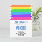 Rainbow Pride LGBT Flag Gay Wedding Uitnodiging (Staand voorkant)