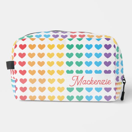 Rainbow Pride LGBT Love Heart gepersonaliseerd Toilettasje (Voorkant)