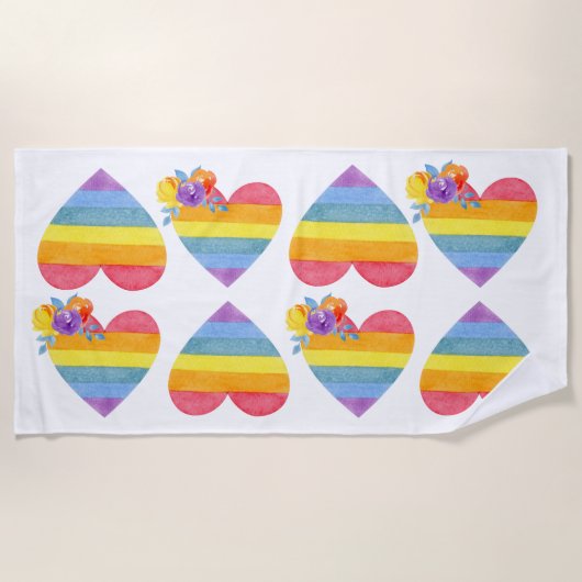Rainbow Pride Love Beach Serviette (Devant)