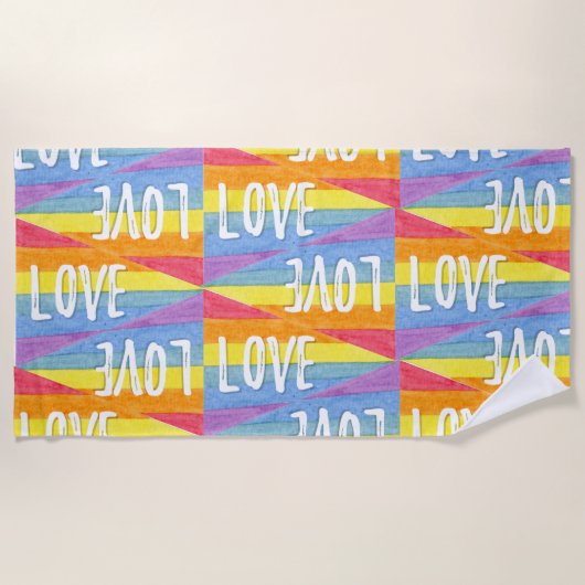 Rainbow Pride Love Beach Serviette (Devant)