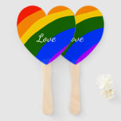 Rainbow pride maand liefde voeg tekstkunst toe handwaaier (Voorkant en achterkant)