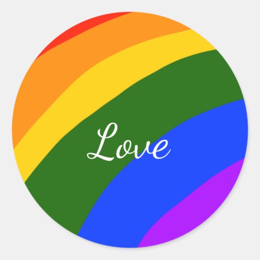 Rainbow pride maand liefde voeg tekstkunst toe ronde sticker (Voorkant)