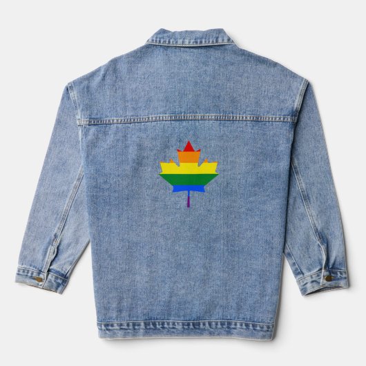 Rainbow pride maple leaf denim jacket (Achterkant)