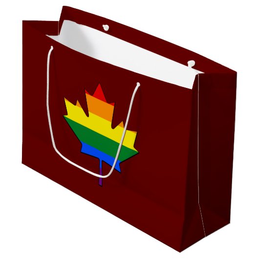 Rainbow pride maple leaf groot cadeauzakje (Voorkant Gekanteld)