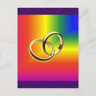 Rainbow Pride met Gold Wedding Bands Briefkaart