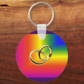 Rainbow Pride met Gold Wedding Bands Sleutelhanger (Voorkant)