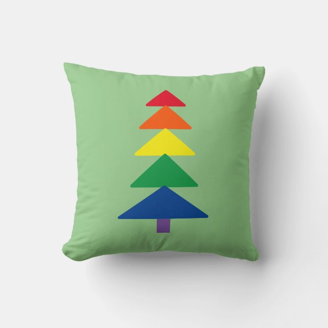 Rainbow Pride Modern Kerstboom Sierkussen (Voorkant)