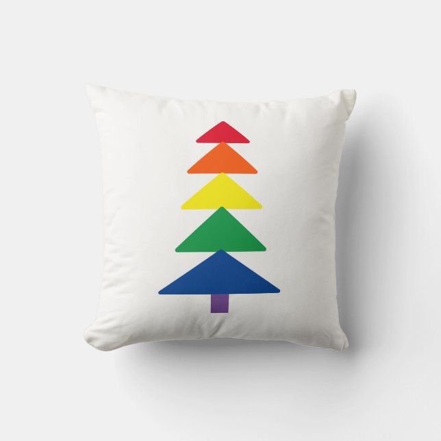 Rainbow Pride Modern Kerstboom Sierkussen (Voorkant)
