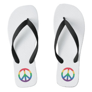 Rainbow Pride Peace Sign Teenslippers