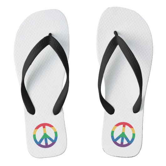 Rainbow Pride Peace Sign Teenslippers (Voetbed)