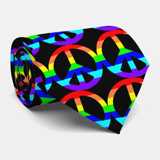 Rainbow Pride Peace Symbol Stropdas (Opgerold)