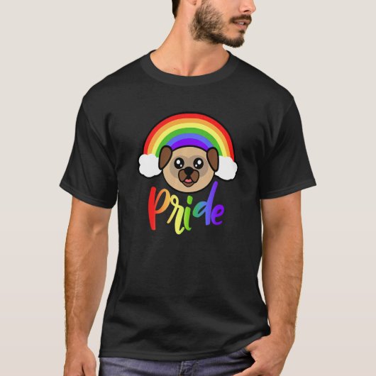 Rainbow Pride Pug Cute LGBTQ Rainbow Pug   T-shirt (Voorkant)