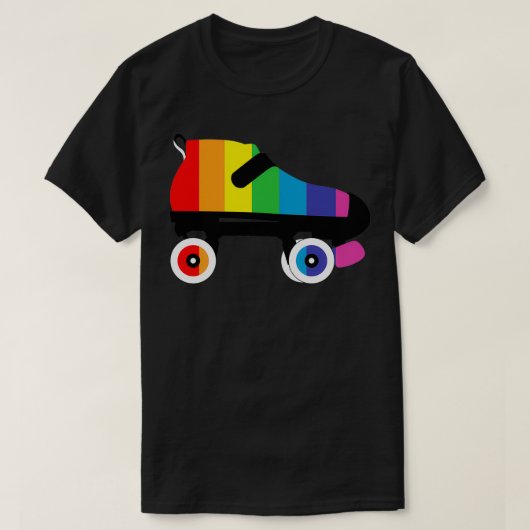 Rainbow Pride Roller Derby Schaats Stripes T-shirt (Design voorkant)