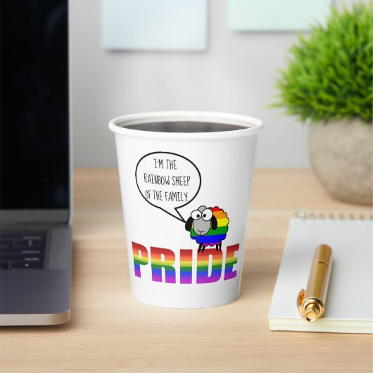 Rainbow Pride Sheep 8oz Paper Cup Papieren Bekers (Insitu)