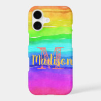 Rainbow Pride Stripes Waterverf Fun Initiaal Naam