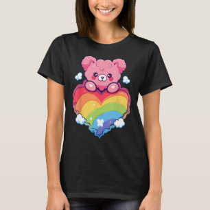 Rainbow Pride Teddy Bear LGBTQ + Gay Lesbische Que T-shirt