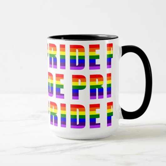Rainbow Pride Text Art over aangepaste kleur Mok (Rechts)