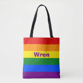 Rainbow Pride Vlag Naam of Monogram Draagtas (Voorkant)
