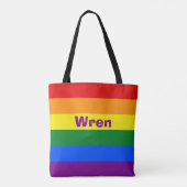 Rainbow Pride Vlag Naam of Monogram Draagtas (Achterkant)